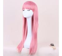 Perruque Japonaise Femme Cheveux Longs Et Raides Perruque Naturelle Noire Longue Frange D'Air Droite
