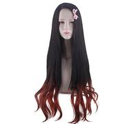 Perruque Kamado Nezuko : Kimetsu no Yaiba Nezuko Cosplay 95 cm dégradé cheveux longs accessoires cheveux synthétiques résistant à la chaleur