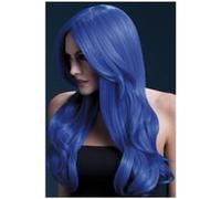 Smiffy's Perruque Khloe Collection Fever – bleu fluo, longue ondulée, raie au milieu, 56cm(Halloween)