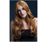 Smiffys Perruque Khloe collection Fever, châtain, coupe longue et ondulée avec raie au milieu, 56cm/22in