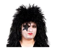 FIESTAS GUIRCA | Perruque Rockeur Noire (Taille Unique) - Accessoire de Costume pour Fêtes à Thème Rock et Célébrations - Idéal pour Homme Adulte à Halloween et Carnaval - Noir