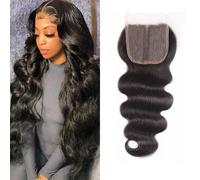 Perruque Lace Closure Body Wave Brésilienne ? Sapphire, Cheveux Remy, 4x1 T, Partie Hd, 100% Cheveux Humains, N¿Uds Invisibles, Ligne De Cheveux Naturelle