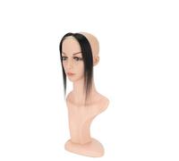 Perruque Lace Front 10 pouces en cheveux humains, avec raie au milieu et patch de ligne frontale, complément capillaire naturel et invisible.(Black)