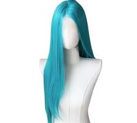 Perruque Lace Front 13x4, 66 cm de long, lisse, synthétique, douce et naturelle for femmes Hair Extensions Pièces Wigs(Sky blue)