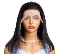 Perruque Lace Front 13x4, coupe courte bob en cheveux humains, nœuds pré-décolorés, lisse, for un usage quotidien pour Femme Charmant(8inch)