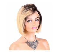 Perruque Lace Front 13x4, coupe pixie courte de 20 cm, sans colle, cheveux humains, densité 150, ligne de cheveux naturelle, for femmes noires Postiche Cheveux Femme(T1B/27#)