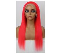 Perruque Lace Front 13x4 for femmes noires, cheveux humains pré-épilés, colorés, lisses, sans colle, densité 150 Extensions de cheveux(Dark pink,16inch)