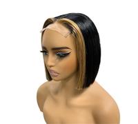 Perruque Lace Front 2x6, raide comme une os, en cheveux humains vietnamiens, densité 200, sans colle, for femmes (200 g) Extensions de cheveux(1B30)