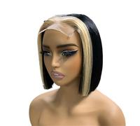 Perruque Lace Front 2x6, raide comme une os, en cheveux humains vietnamiens, densité 200, sans colle, for femmes (200 g) Hair Extensions Pièces Wigs(1B27)