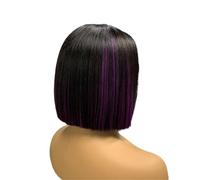 Perruque Lace Front 2x6, raide comme une os, en cheveux humains vietnamiens, densité 200, sans colle, for femmes (200 g) Hair Extensions Pièces Wigs(P1b/Purple)