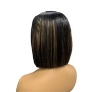 Perruque Lace Front 2x6, raide comme une os, en cheveux humains vietnamiens, densité 200, sans colle, for femmes (200 g) Hair Extensions Pièces Wigs(1b/8)