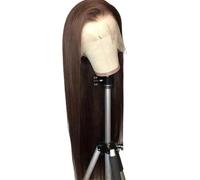 Perruque Lace Front marron chocolat 13x4, cheveux humains, densité 180, raides, couleur 4#, sans colle, for femmes Hair Extensions Pièces Wigs(20inch)