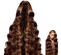 Perruque lace front marron chocolat 61 cm cheveux de bébé ondulés fibre synthétique haute température d'aspect naturel idéale pour les soirées les bals et le cosplay.