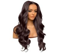 Perruque lace front synthétique sans colle, style ondulé long 20 pouces / 50,8 cm, réglable, effet naturel, confortable du matin au soir, pour un port facile et une allure soignée