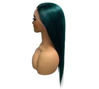 Perruque Lace Front vert foncé for femmes noires, cheveux humains pré-épilés, lisses et colorés, lace frontale 13x4 sans colle(Dark green-150%,10inch)