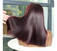 Perruque Lace Front Wig Bob 100% naturelle, cheveux lisses, bordeaux 99J, coupe carrée, brut, vietnamien, 13x6, 13x4, pre-plucked, 250%