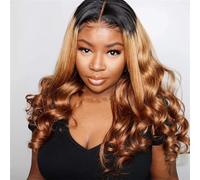 Perruque Lace Front Wig Body Wave naturelle ombrée, cheveux humains, T1B 4 30 18 pouces, densité 180, 13x4, pour femmes
