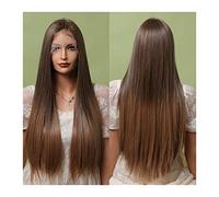 Perruque Lace Front Wig Brune Résistante À La Chaleur, Perruques Synthétiques Longues Et Lisses Pour Femmes, Perruque Synthétique Frontale En Soie Douce, Densité 150%, Perruques Grises Pour Femmes (O