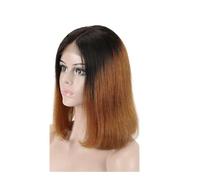 Perruque Lace Front Wig cheveux humains 13x4, perruques Bob courtes et lisses de couleur marron ombré, densité 200 Hair Extensions Pièces Wigs(10inch)