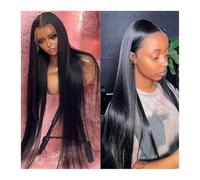 Perruque Lace Front Wig Droite 12-40 Pouces Cheveux Humains Brésiliens Remy Pré-Plumés 13x4 HD Transparent Dentelle Frontale Avec De Bébé Postiche Cheveux Femme(18inches)