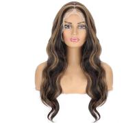 Perruque Lace Front Wig Européenne Et Américaine 13 * 4 Pour Femmes, Cheveux Longs Bouclés, Bandeau En Fibre Chimique, Deuxième Couleur