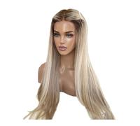 Perruque Lace Front Wig Invisible Blond Cendré 5x5 Mèches For Femmes Blanches, Perruques Naturelles Pré-épilées Sans Colle Avec Racines Brunes Postiche Cheveux Femme(200%,26inch)