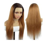 Perruque Lace Front Wig marron chocolat, cheveux humains lisses pré-épilés, densité 180, perruques transparentes HD sans colle for femmes(28 inch,13x4 180 Density)