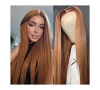 Perruque Lace Front Wig Marron Gingembre 13X1 T Part, Perruques Synthétiques Lisses En Dentelle Pour Femmes, Ligne De Cheveux Naturelle Pré-Épilée, Perruque En Fibre Résistante À La Chaleur, Densité