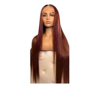 Perruque Lace Front Wig sans colle naturelle, cheveux humains lisses, brun rougeâtre, 16-30 pouces, 13x4 Hd, Transparent, for femmes Hair Extensions Pièces Wigs(24inch)