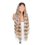 Perruque Lace Front Wig synthétique 36 pouces, longue partie ondulée, corps doré, Compatible avec les femmes, Blonde ombrée, Cosplay(NATHL8-T12Q-22D-22D)