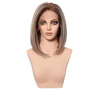 Perruque Lace Front Wig synthétique de 10 pouces, perruques Bob courtes et lisses sans colle de 13 × 6 for femmes à usage quotidien(SWLF1080-5BR12)