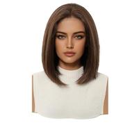 Perruque Lace Front Wig synthétique de 10 pouces, perruques Bob courtes et lisses sans colle de 13 × 6 for femmes à usage quotidien Effet naturel et Volumineux(SWLF1080-1BR12)