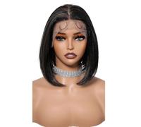 Perruque Lace Front Wig synthétique de 10 pouces, perruques Bob courtes et lisses sans colle de 13 × 6 for femmes à usage quotidien Effet naturel et Volumineux(SWLF1039-2DB10)