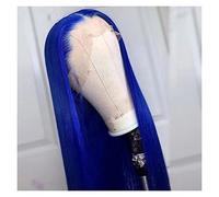 Perruque Lace Front Wig Synthétique Grise, Cheveux Longs Et Lisses, Doux, Bleu, Pour Femmes (Onecolor 20 Pouces)