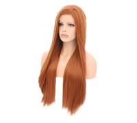 Perruque Lace Front Wig synthétique HD Orange gingembre for femmes, perruques longues et lisses pré-épilées for un usage quotidien Effet naturel et Volumineux(22 inch)