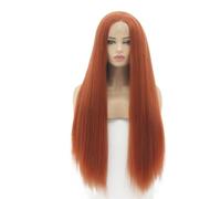 Perruque Lace Front Wig synthétique lisse et naturelle, 13x3, sans colle, résistante à la chaleur, usage quotidien, Orange gingembre, for femmes(16inch)