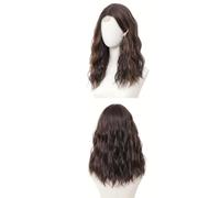 Perruque Lace Front Wig synthétique ondulée de 18 pouces avec naissance des cheveux naturelle, partie centrale, for femmes, usage quotidien Extensions de cheveux(Brown Mixed Bright Brown)