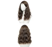 Perruque Lace Front Wig synthétique ondulée de 18 pouces avec naissance des cheveux naturelle, partie centrale, for femmes, usage quotidien Postiche Cheveux Femme(Brown)