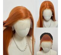 Perruque Lace Front Wig synthétique Orange gingembre, 26 pouces, longue et lisse, 13x4, aspect naturel, Cosplay Peluca, pour femmes Orange hair