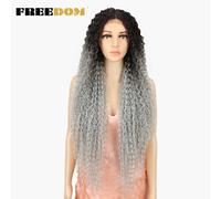 Perruque Lace Front Wig Synthétique Pour Femmes,Cheveux Longs Bouclés,36 Pouces,Perruque Cosplay,Blonde Ombrée,Résistante À La Chaleur - Type Tt4-M.Grey-36inches