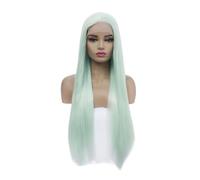 Perruque Lace Front Wig synthétique vert clair, perruque longue et lisse, naissance des cheveux naturelle pré-épilée, sans colle, for femmes à la mode Hair Extensions Pièces Wigs(26inch)