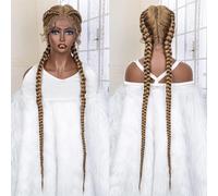 Perruque Lace Front Wig Tressée Synthétique Longue De 36 Pouces, Perruque Tressée Cornrow Pour Femmes Noires Avec Cheveux De Bébé