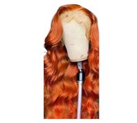 Perruque Lace Frontal Wig synthétique Body Wave, couleur gingembre Orange miel blond 13x4 HD, perruque sans colle for femmes, pre-pucked avec Baby Hair, 1 pièce