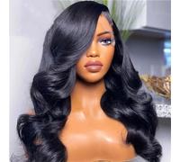 Perruque Lace Frontal Wig synthétique Body Wave transparente HD 13x4, perruques pré-cueillies noires 28 pouces # 13x4x1 pour femmes