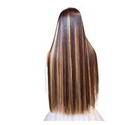 Perruque Lace Frontal Wig synthétique lisse à reflets blond miel ombré, 1 pièce, 13x4 HD, pre-pucked avec Baby Hair, sans colle, for femmes