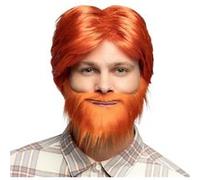 Boland 85736 - Perruque Dude pour adultes, Orange, Cheveux synthétiques courts avec barbe, Coiffure, Accessoire, Couvre-chef, Costume, Carnaval, Fête à thème