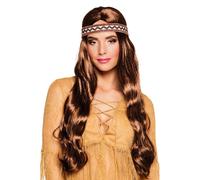 Perruque Longue Auburn Avec Bandeau Indien Femme Taille Unique Marron