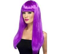 Perruque Longue avec Frange Violette violette G