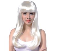 DEGUISE TOI - Perruque Longue Blanche femme - Taille Unique - Blanc - Accessoires pour déguisement - - - Carnaval