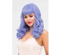 Perruque longue bleue style pin-up, bouclée avec une frange courte : Ophelia bluey-purple #T3925